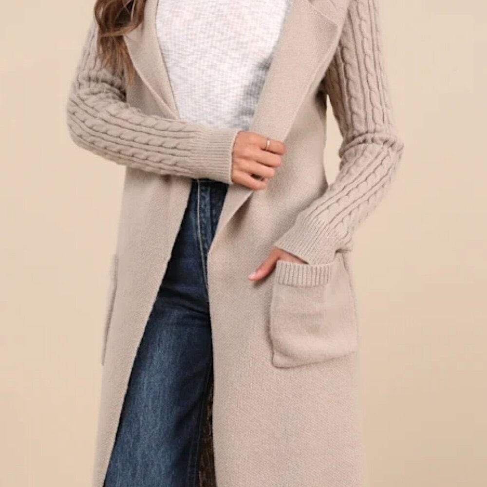 LONG CARDIGAN TAUPE